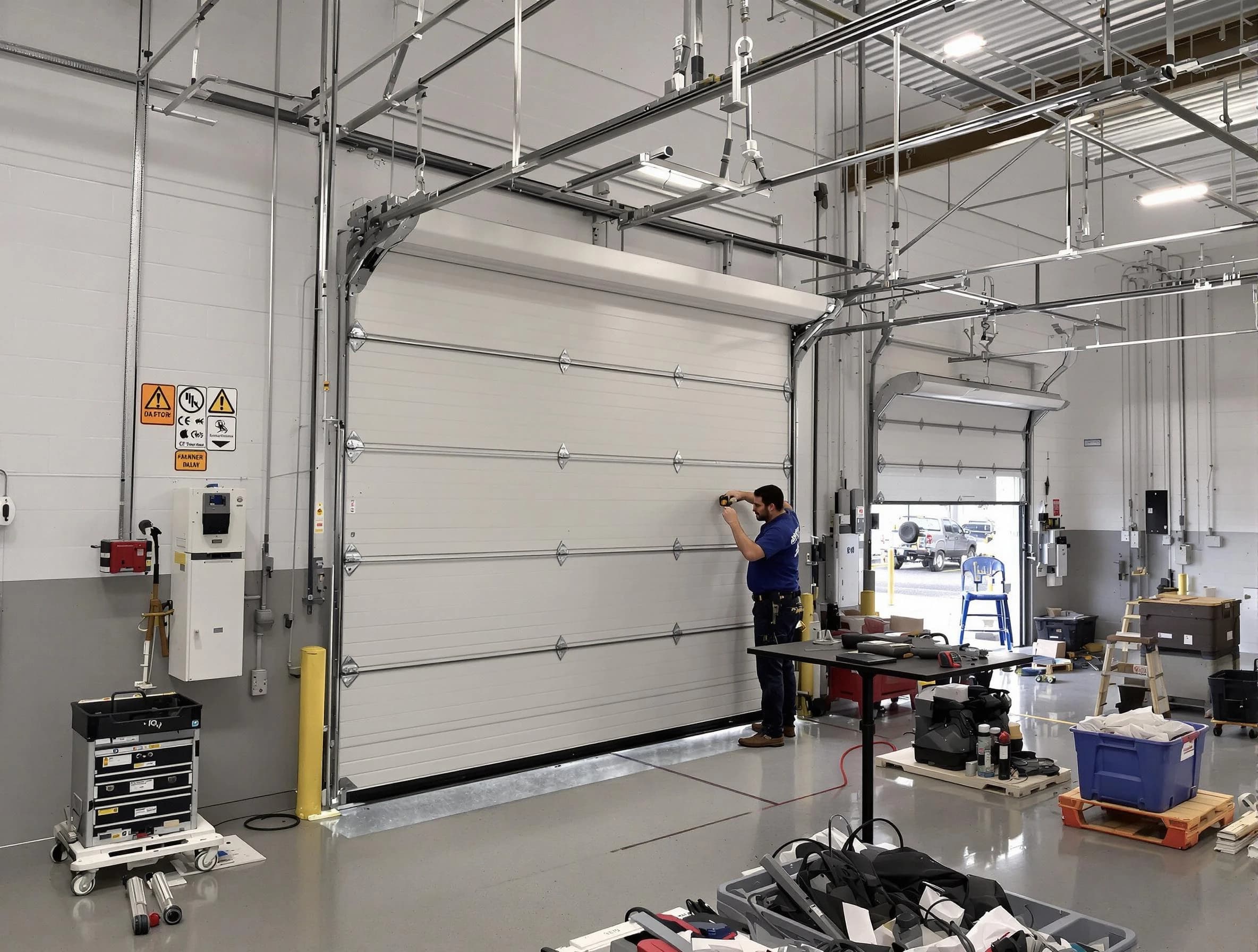 Commercial garage door repair being performed by Gold Canyon Garage Door Repair expert in Gold Canyon