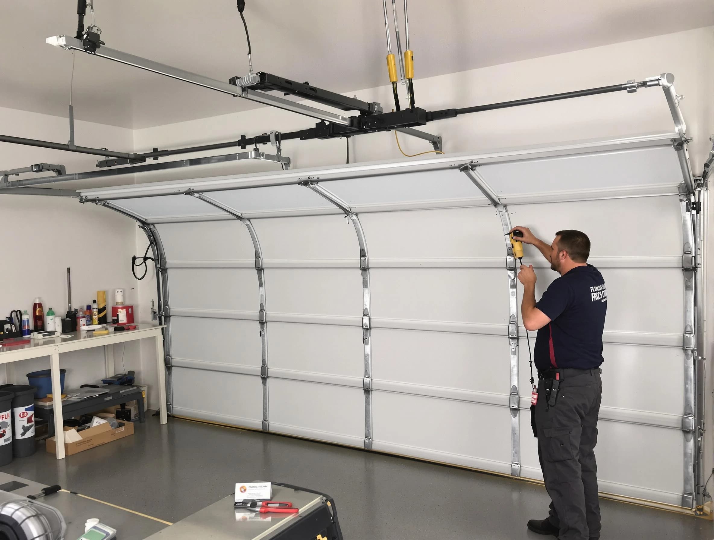 Gold Canyon Garage Door Repair certified technician performing overhead door system repair in Gold Canyon